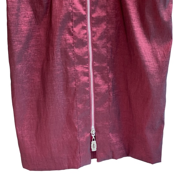 Frank Lyman Taffeta Zip-Front Dress, Burgundy, size 0 - Picture 5 of 16